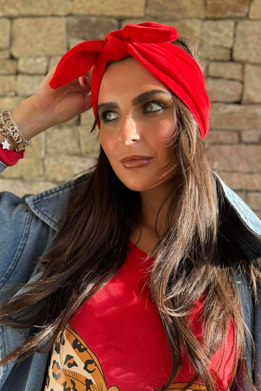 Nora Stretch Velour Headband Ruby /20=